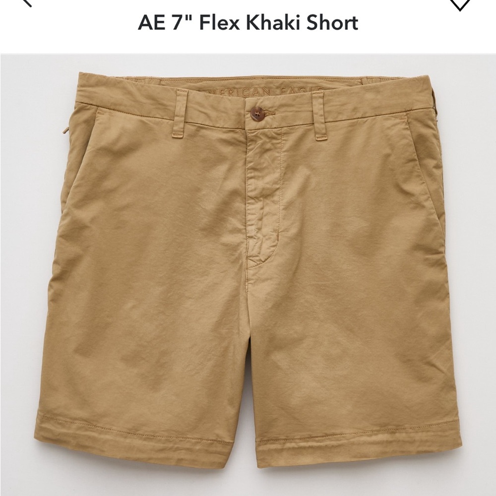 American Eagle Men’s 7” Flex khaki shorts in Tan - Picture 2 of 9